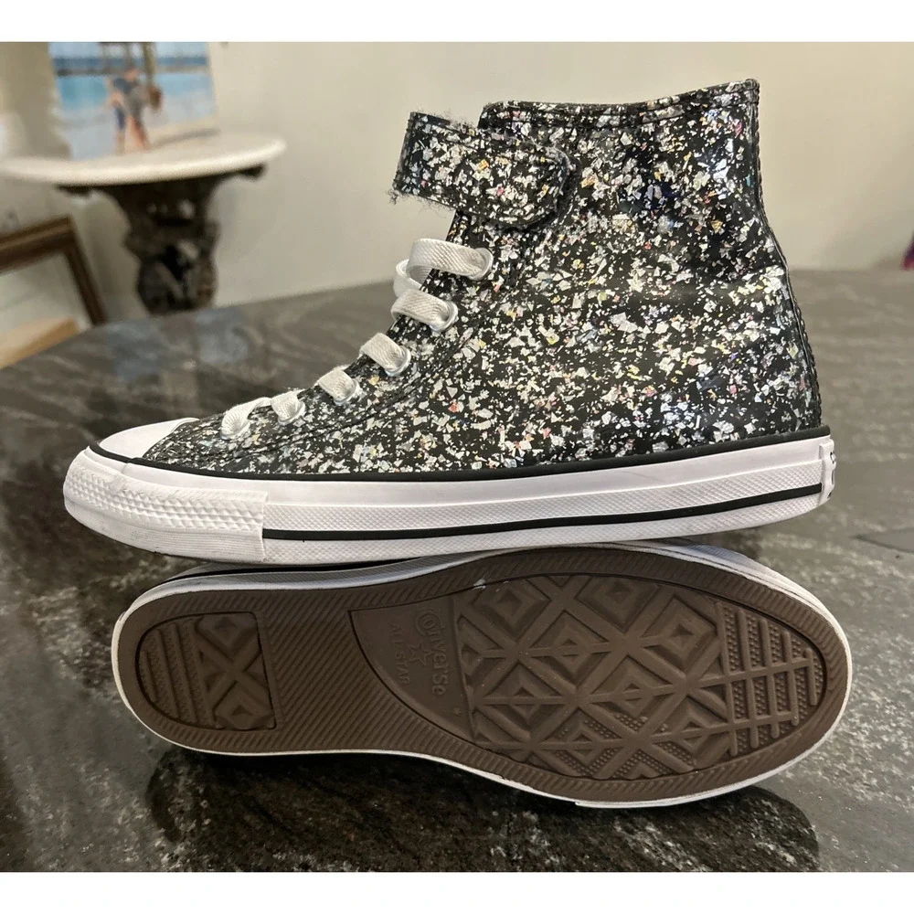 Converse Glitter Dark Matter/White/Girl's High Top Sneakers Size 2.5 A11116C